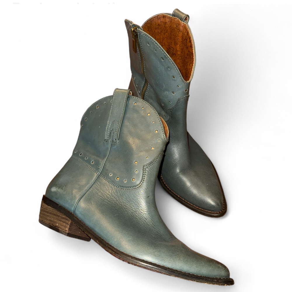 Stylish Blue Leather Ankle Boots Lucky Brand 42 Size 10